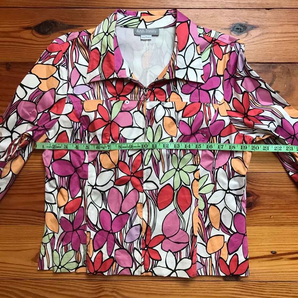Ann Trinity Floral Zip Up Jacket, EUC, L - Picture 8 of 15